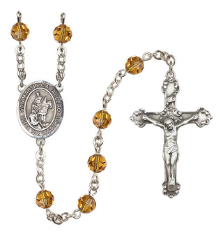 Sterling Silver 6mm Austrian Crystal San Martin Caballero Rosary in Topaz