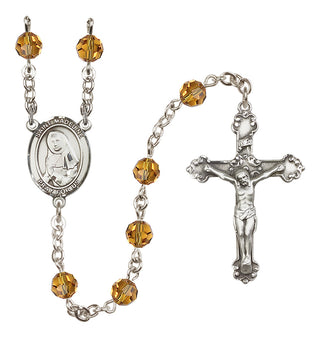 Sterling Silver 6mm Austrian Crystal Saint Madeline Sophie Barat Rosary in Topaz