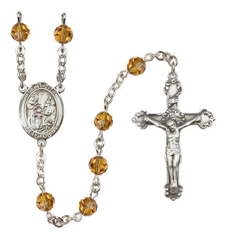 Sterling Silver 6mm Austrian Crystal Saint Zita Rosary in Topaz