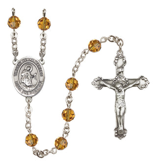 Sterling Silver 6mm Austrian Crystal Virgen de la Merced Rosary in Topaz
