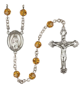 Sterling Silver 6mm Austrian Crystal Saint Odilia Rosary in Topaz
