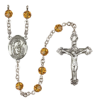 Sterling Silver 6mm Austrian Crystal Saint Paul the Hermit Rosary in Topaz