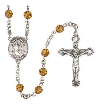 Sterling Silver 6mm Austrian Crystal Saint Maron Rosary in Topaz