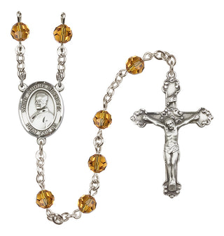 Sterling Silver 6mm Austrian Crystal Saint Andre Bessette Rosary in Topaz