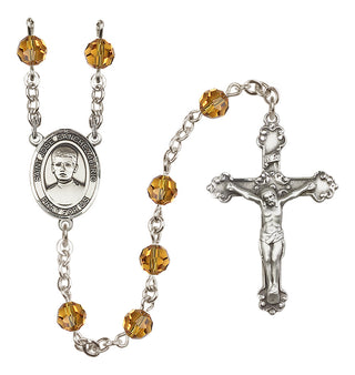 Sterling Silver 6mm Austrian Crystal Saint Jose Sanchez del Rio Rosary in Topaz