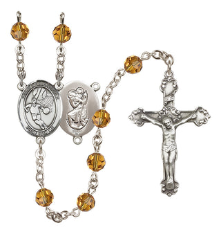 Sterling Silver 6mm Saint Christopher/Basketball Rosary