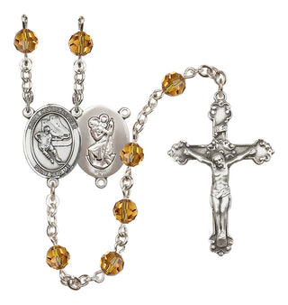 Sterling Silver 6mm Saint Christopher/Hockey Rosary