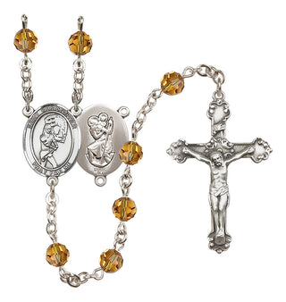 Sterling Silver 6mm Saint Christopher/Softball Rosary