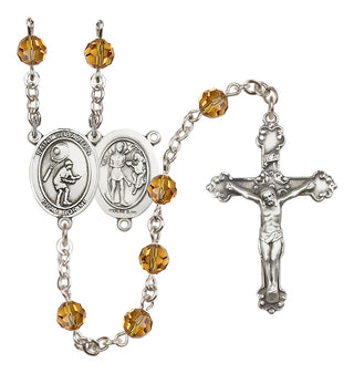 Sterling Silver 6mm Austrian Crystal Saint Sebastian / Tennis Rosary in Topaz