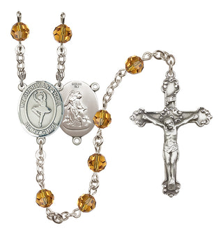 Sterling Silver 6mm Austrian Crystal Guardian Angel/Dance Rosary in Topaz