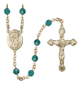 14 Karat Gold-Filled 6mm Austrian Crystal Saint Boniface Rosary in Zircon