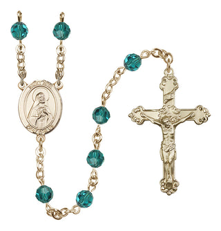 14 Karat Gold-Filled 6mm Austrian Crystal Saint Rita of Cascia Rosary in Zircon