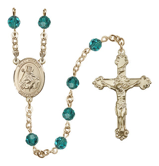 14 Karat Gold-Filled 6mm Austrian Crystal Saint William of Rochester Rosary in Zircon