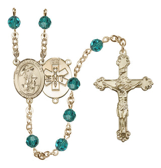 14 Karat Gold-Filled 6mm Austrian Crystal Guardian Angel / EMT Rosary in Zircon