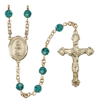 14 Karat Gold-Filled 6mm Austrian Crystal Saint Anastasia Rosary in Zircon