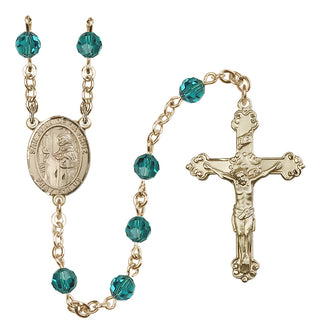 14 Karat Gold-Filled 6mm Austrian Crystal San Juan de la Cruz Rosary in Zircon