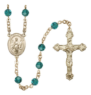 14 Karat Gold-Filled 6mm Austrian Crystal Our Lady of Knock Rosary in Zircon