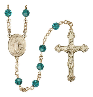 14 Karat Gold-Filled 6mm Austrian Crystal Saint Clement Rosary in Zircon