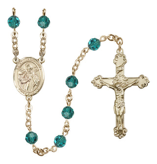 14 Karat Gold-Filled 6mm Austrian Crystal Saint Januarius Rosary in Zircon