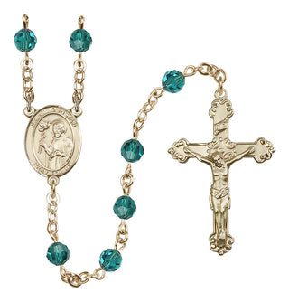 14 Karat Gold-Filled 6mm Austrian Crystal Saint Dunstan Rosary in Zircon