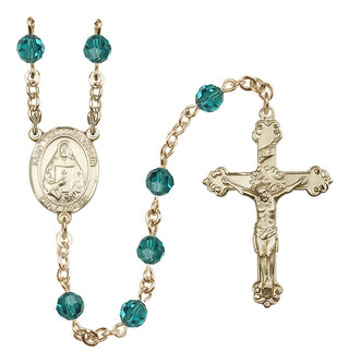 14 Karat Gold-Filled 6mm Austrian Crystal Saint Theodora Rosary in Zircon