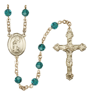 14 Karat Gold-Filled 6mm Austrian Crystal Saint Drogo Rosary in Zircon