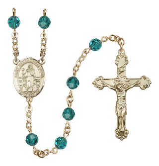 14 Karat Gold-Filled 6mm Austrian Crystal Saint Bernadine of Sienna Rosary in Zircon