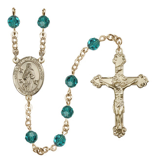 14 Karat Gold-Filled 6mm Austrian Crystal Our Lady of Assumption Rosary in Zircon