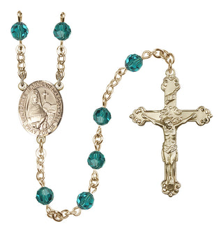 14 Karat Gold-Filled 6mm Austrian Crystal Saint Jeanne Chezard de Matel Rosary in Zircon