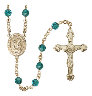 14 Karat Gold-Filled 6mm Austrian Crystal Blessed Herman the Cripple Rosary in Zircon