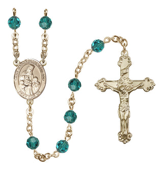 14 Karat Gold-Filled 6mm Austrian Crystal Saint Margaret of Scotland Rosary in Zircon