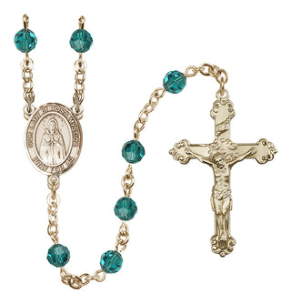 14 Karat Gold-Filled 6mm Austrian Crystal Our Lady of Rosa Mystica Rosary in Zircon