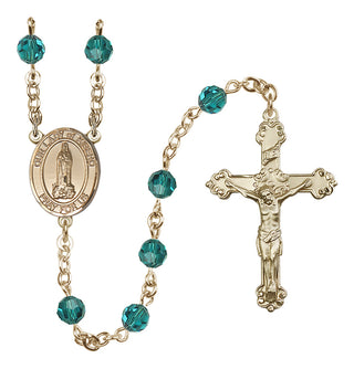 14 Karat Gold-Filled 6mm Austrian Crystal Our Lady of Kibeho Rosary in Zircon