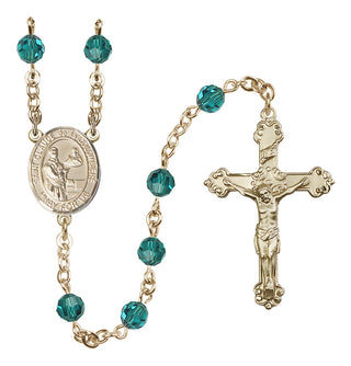 14 Karat Gold-Filled 6mm Austrian Crystal Saint Claude de la Colombiere Rosary in Zircon
