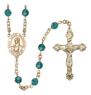 14 Karat Gold-Filled 6mm Austrian Crystal Saint Kateri Tekakwitha Rosary in Zircon