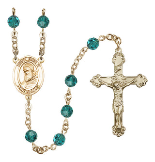 14 Karat Gold-Filled 6mm Austrian Crystal Pope Pius V Rosary in Zircon