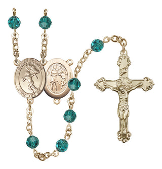 14 Karat Gold-Filled 6mm Austrian Crystal Saint Sebastian /Track&Field-Women Rosary in Zircon
