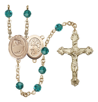 14 Karat Gold-Filled 6mm Austrian Crystal Saint Sebastian/Gymnastics Rosary in Zircon