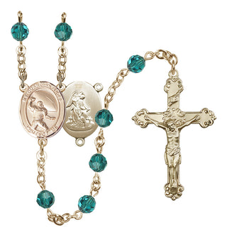 14 Karat Gold-Filled 6mm Austrian Crystal Guardian Angel/Football Rosary in Zircon