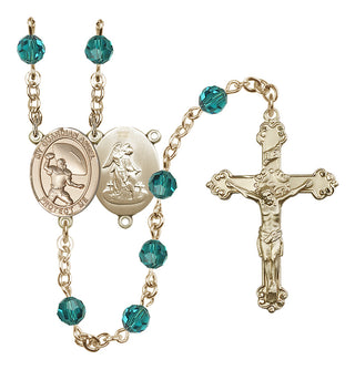 14 Karat Gold-Filled 6mm Austrian Crystal Guardian Angel/Track&Field-Women Rosary in Zircon
