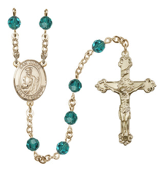 14 Karat Gold 6mm Austrian Crystal San Judas Rosary in Zircon