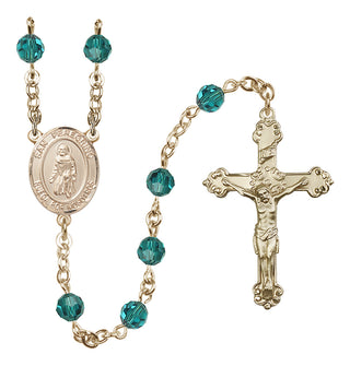 14 Karat Gold 6mm Austrian Crystal San Peregrino Rosary in Zircon