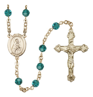 14 Karat Gold 6mm Austrian Crystal Saint Rita of Cascia Rosary in Zircon