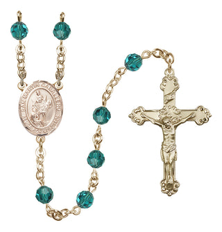 14 Karat Gold 6mm Austrian Crystal San Martin Caballero Rosary in Zircon