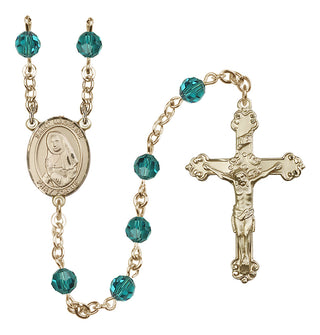 14 Karat Gold 6mm Austrian Crystal Saint Madeline Sophie Barat Rosary in Zircon