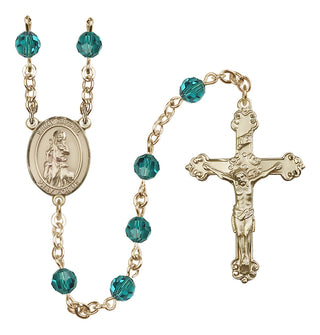 14 Karat Gold 6mm Austrian Crystal Saint Rachel Rosary in Zircon
