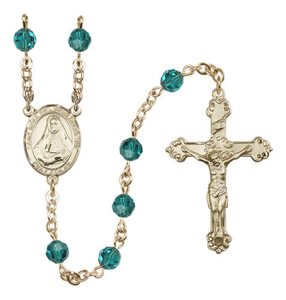 14 Karat Gold 6mm Austrian Crystal Saint Rose Philippine Duchesne Rosary in Zircon