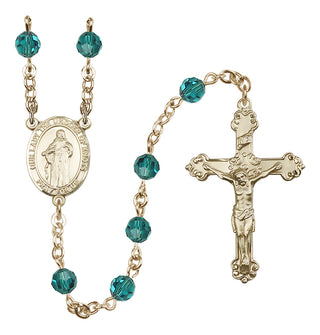 14 Karat Gold 6mm Austrian Crystal Our Lady the Undoer of Knots Rosary in Zircon