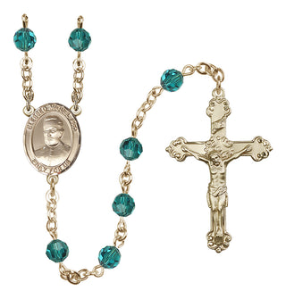 14 Karat Gold 6mm Austrian Crystal Blessed Miguel Pro Rosary in Zircon