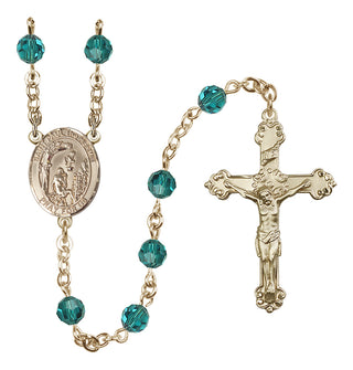 14 Karat Gold 6mm Austrian Crystal Saint Paul the Hermit Rosary in Zircon
